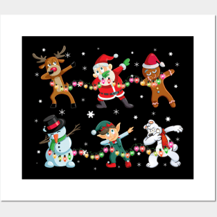 Funny Dabbing Santa and Friends TShirt Christmas Gift Posters and Art